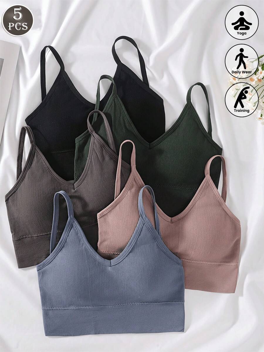 5 件套露背肩带文胸，女士内衣