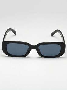 1pc Unisex Fashionable Y2K Square Frame Glasses, Suitable For Beach, Photography, And Daily Wear - Black - View 2