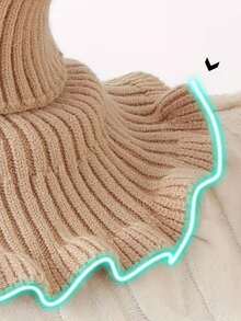 1pc Women's Knitted Shawl, Black, Beige, Red, Warm Knit, Autumn/Winter - Multicolor - View 6