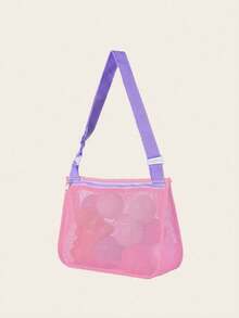 Sac de plage en maille, sac de collection de coquillages avec fermeture éclair et bandoulière réglable, sac fourre-tout de plage mignon, parfait pour collecter des coquillages, des jouets de plage et des accessoires de natation, sac de rangement pour jouets, indispensable pour les croisières et le camping, cadeau pour les garçons et les filles (sac uniquement, sans jouets inclus), sac de plage, kawaii - Multicolore - Voir 16