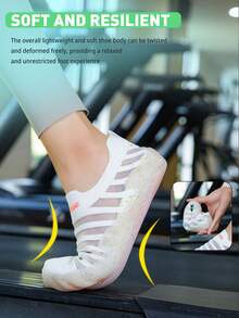 TOLLN 1双女士室内健身跑步机专用防滑软底全透气健身训练鞋 - 白色 - 查看 7