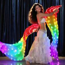 LED Silk Fans Veils For Belly Dance For Adults Women Girls, Rave Halloween Fairy Angel Wings Costume, Worship Praise Dance- 1.8m Long Bamboo Fans Veil Hand Made Silk Fans For Dance/Outdoor - 舞蹈扇子 - 查看 8
