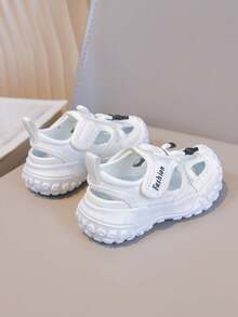 1双白色儿童运动鞋，春夏新款男童透气网面鞋，大童防滑休闲鞋，包头凉鞋 - 白色 - 查看 5