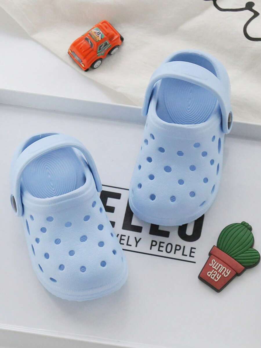 Minimalist, Elegant & Versatile Solid-Color Clogs, Multi-Color (Fuchsia/White/Black/Pink/Light Blue) Boys' Slippers & Girls' Slippers, Lightweight Non-Slip Soft-Soled & Comfortable, Dual-Wear Design, New Style For Home, Outdoor, Holiday, Vacation, Leisure & Sports In Spring & Summer (Please Order One ~ Two Sizes Up) - Baby Blue - View 1