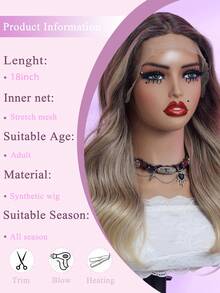 18 Inch Ombre Brown Synthetic 13X4X1 T-Part Lace Wig Loose Wave For Party Roleplay Masquerade Balls Shiny Adjustable Breathable Lace Cap Cost - Effective Glam Wig For Women Beginner Friendly Wigs For Daily Party Use Natural And Beautiful