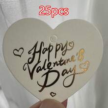 25/50 tấm thiệp hình trái tim ngày Valentine, dùng để dập nổi, làm đồ thủ công, nhãn dán quà tặng lãng mạn, thẻ chúc mừng ngày Valentine, có màu trắng và đỏ. - Nhiều màu - Xem 13