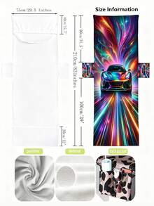 1pc Car Pattern Microfiber Beach Towel, Foldable Into A Beach Bag, With Pockets For Glasses And Phone, Quick Drying Beach Chair Cover, Convenient To Carry Pool Towel
