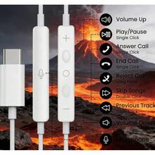 15 14 13 12 11 Pro Wired Earphones Type C Port In Ear Gaming Headphones With Mic High Bass Music & Gamer - trắng - Xem 1
