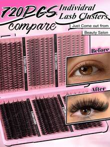 720pcs Ultra High Density DIY False Eyelash Set, 8-16mm 10D-150D D Curl Natural Style, Ultra Thick & Fluffy, Suitable For Daily Use And Beginners, Perfect For Daily Occasions, Weddings, Outdoor Activities, Travel, Parties - Pink - View 10