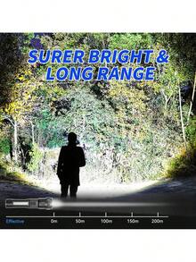 Flashlight High Luminous Rechargeable 2-Piece Set, Luminous Super Bright LED Flashlight, 6 Lighting Modes, Powerful Handheld Flash, Suitable For Camping Families In Emergency Situations - Black - View 7