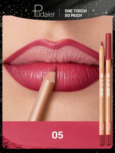  Delineador de labios mate nude de Pudaier - Delineador de labios de alto pigmento, resistente al agua y de larga duración, color nude natural adecuado para tonos de piel clara, aplicación suave para delinear los labios, perfecto para el maquillaje diario y del Día de San Valentín