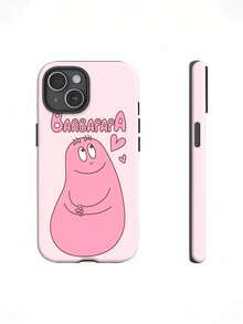 Barbapapá rosa sonriendo con corazones flotando. Esta elegante funda es compatible con los modelos  17, 16, 15, 14 Pro Max, 13, 12, 11, XR y XS Plus. Fabricada en silicona de vidrio, ofrece protección contra golpes y caídas, además de una sensación superior. Es un regalo ideal para familiares, amigos y seres queridos, y una opción perfecta para Año Nuevo. - Blanco - Ver 4