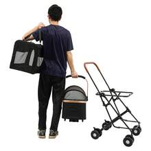 ZHFEISY 3-In-1 Double Pet Stroller For Dogs And Cats With 2 Detachable Carriers Foldable Stroller For Small Medium Dog, Pet Travel Cart, Collapsible, Sturdy (Black)