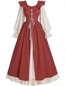 COS Halloween Cosplay Costumes Renaissance Dress Women's Medieval Renaissance Dress, Performance Costumes - Red - View 4