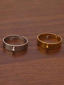 3Pcs Stainless Steel Adjustable Rings Settings DIY Blank Ring Base For Jewelry Making Findings 18K Gold Plated Finger Ring Loop Bulk