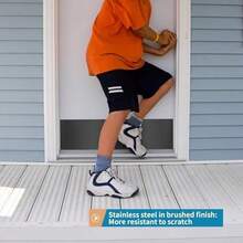 Placa Protectora de Acero Inoxidable para Puerta, 8" x 34" Placa de Empuje para Puerta, Placa Protectora Autoadhesiva para Puertas de 36" Interior o Exterior (Níquel Cepillado) - Negro - - Ver 4