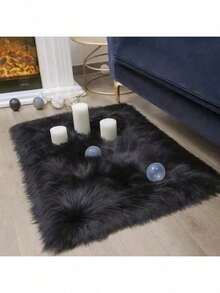 1 件黑色长毛地毯，1 件圣诞白色仿羊皮绒毛地毯 - 柔软毛绒仿毛皮地毯 - 可水洗长方形大面积地毯，适用于客厅、卧室、装饰地毯、卧室装饰、小地毯、地毯、家居装饰、客厅地毯、客厅小地毯、卧室地毯、客厅家居装饰、户外地毯、可水洗地毯 - 黑色 - 查看 11