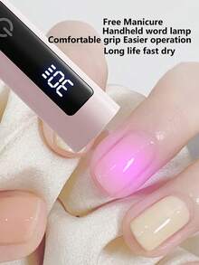1pc Handheld UV Nail Lamp With Stand, Mini Portable Wireless Nail Lamp With LCD Screen, Compact Nail Lamp, Portable LED Nail Lamp, Wireless USB Rechargeable Fast Curing Nail Lamp, Gel Curing Function, Pink Charging Straight Tube Nail Lamp, Small Portable Battery Powered Mini Nail Lamp - Multicolor - View 5