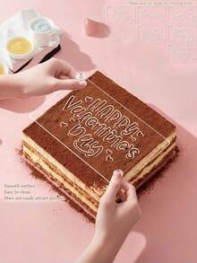 1pc Transparent Acrylic Tiramisu Stencil Board, Personalized Tiramisu Cake Printing Mold, Creative Cake Mold, Hollow Blessing Phrase Design Template, Easy To Operate, Clear Pattern, Reusable, For Wedding Venue Decor, Birthday, Baking Cake Decoration, Valentine's Day And Party Atmosphere Decoration - Multicolor - View 10