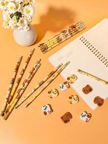 6Sets Capybara Party Favor Set Cute Animal Pencils Erasers Pack Class Reward Prize Birthday Gift Classroom Office Supplies - Multicolor - View 4