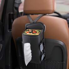 Multi-Functional Car Seat Side Organizer Bag - PU Leather Hanging Storage With Tissue Dispenser, Mesh Pockets For Phone And Pen - A - مشاهدة 10