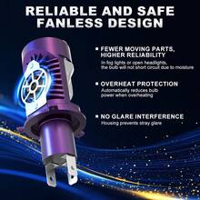 TOAUTO 2个LED大灯灯泡投影仪，全新H4/9003/HB2 Canbus超亮LED，100W，30000LM，6500K远近光通用，适用于汽车和摩托车 - A - 查看 6