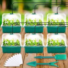 1pc/2pcs/4pcs/5pcs/6pcs Seedling Tray With Grow Light, Plant Seed Starter Kit, Includes Humidity Dome And Base, Indoor Greenhouse Mini Nursery Station For Seed Germination And Seedling (12 Cells Per Tray) - Green - View 11