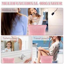 ZLFSRQ 2Pcs Makeup Bag For Women  Large Capacity Cosmetic Bags Pl 11ush Pencil Case Pink Checkered Pouch For Purse Coquette Zippered Toiletry Bag Organizer Y2K Aesthetic Pencil Pouch - Pl 11ushCheckered2PcsPink - 查看 4