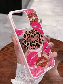 1pc New Creative Pink Wireless Charging Magnetic Pattern Unique Phone Case Compatible With Apple Series 17/17 Air 16 Pro Max, 11/12/13/14 Plus/XR/7/8 Plus/15 Pro Max, Series - Pink - View 2