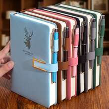 3本A5仿皮笔记本套装，带书签，硬封面，磁扣，防水 - 商务会议和大学的理想之选 - A5 - 查看 4