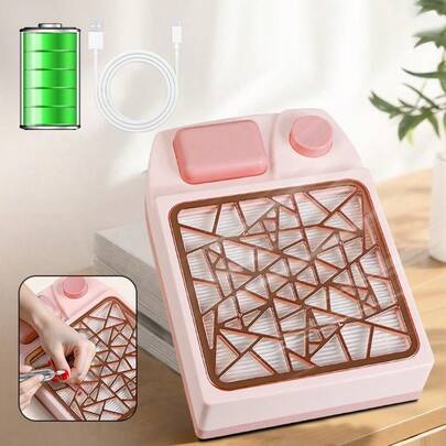 可充电美甲粉尘收集器，便携式无线美甲粉尘吸尘器，带滤纸，美甲粉尘抽吸风扇 - 吸力强劲，噪音低，是家庭、旅行和美甲沙龙的理想之选 - 美甲师必备工具，适用于美甲沙龙和家庭使用