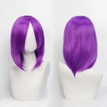 Karida 14-Inch Synthetic Fiber Cosplay Wig With Bangs, Layered Straight Hair, Unisex Cosplay Wig, High Density, Natural-Looking Cosplay Wig For Men And Women