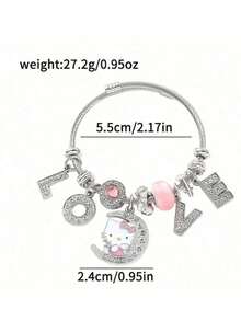 一套高端时尚闪亮银饰套装 - 包括Hello Kitty吊坠项链和“LOVE”手链，三丽鸥官方授权时尚情人节礼物，送给女朋友的理想之选 - 彩色 - 查看 13