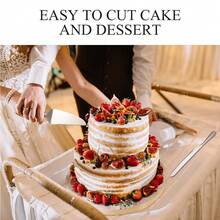 Elegant Smooth Edge Gold Silver Cake Knife & Spatula Stainless Steel Pastry Serving Utensil For Home Baking Wedding Birthday Party Dessert Table - Multicolor - View 6