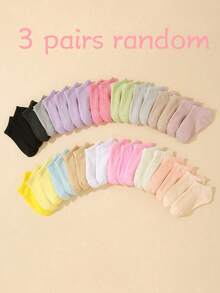 20/10/3 Pairs Kids/Girls/Boys Candy Color Socks, Cute Simple Breathable Comfortable Sports Socks, Fashion Casual Soft Solid Color Boat Socks, Suitable For Party, Home, Parent-Child Activities, Back To School, Random Color - Multicolor - View 12