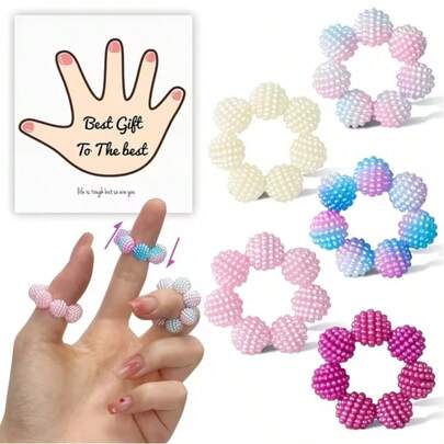 5 piezas Anillo Sensorial Fidget | Anillo de Estrés Ajustable de Degradado Multicolor para Adultos, Ideal para el Hogar, Exterior, Escuela, Oficina, Viajes - Perfecto para Diversas Ocasiones