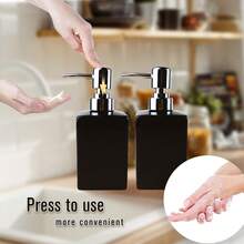 Square Ceramic Hand Soap Dispenser Shampoo Lotion Bottle Soap Dispenser Bottle With Soap Dispenser Pump For Bathroom Kitchen,2PCS - Black - 2pcs - View 5
