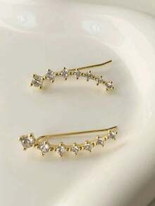2pcs Rhinestone Decor Earrings - Yellow Gold - View 6