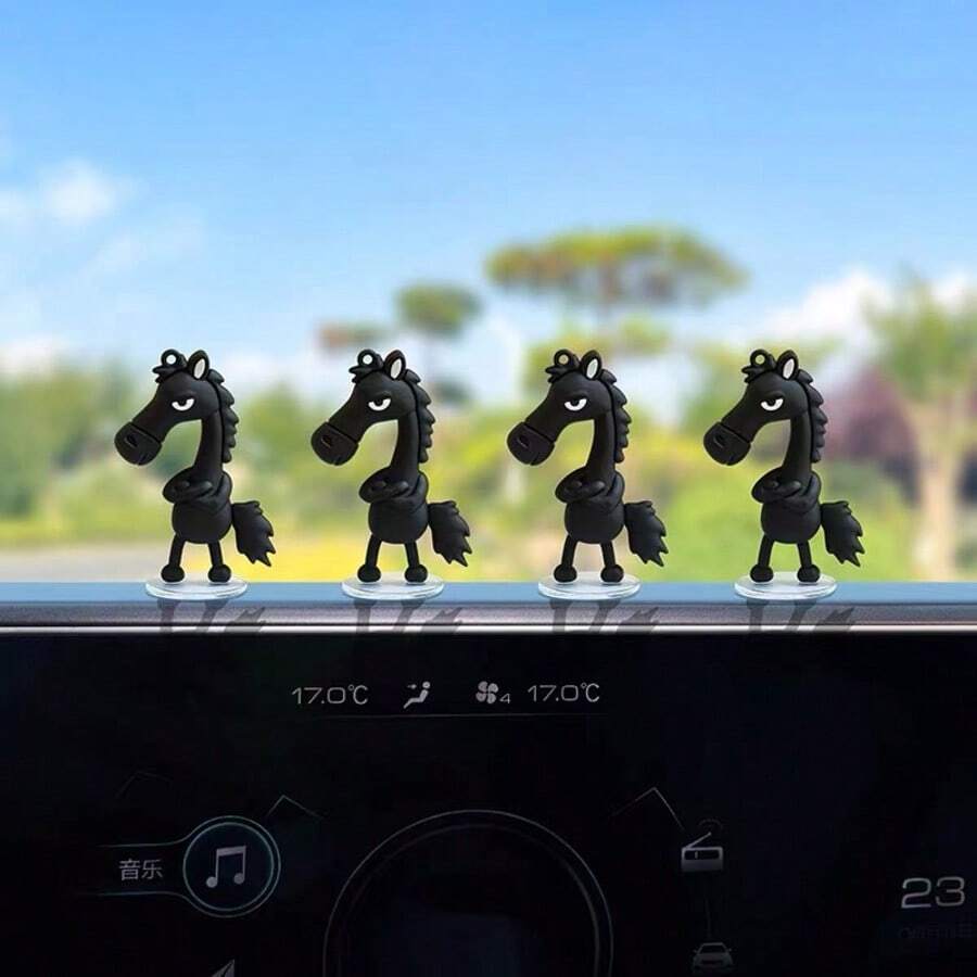 2pcs/4pcs Cute Car Ornaments, Auspicious Mascot For Year Of The Horse, Car Decorations - Kuma - View 1