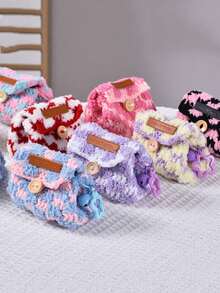 Mini Earphone Organizer Bag Lightweight Knitted Earbuds Organizer Bag Cute Mini Pouch With Star Pendant Buckle Design Coin Purse Colorful Kitted Coin Wallet Creative Plush Earphone Storage Bag Tote Bag Charm Grid Pattern Small Items Storage Bag For Earphones, Makeup, Coins, Cards - Everyday Essentials Bag, Card Holder, Cylindrical Pouch, Compact Design - Multicolor - View 4