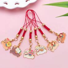 New Year's Soft & Auspicious Pony Pendant With Lanyard: Red Cord + Gold-Plated Finish. A Therapeutic And Lucky Accessory For Your Phone Or Keys-A Meaningful Keepsake To Carry With You Every Day. - Pony - View 6