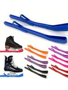 2个可调节冰鞋刀刃保护套 - 耐用橡胶材质，防刺穿保护，适用于花样滑冰鞋和冰球鞋，冰鞋护套