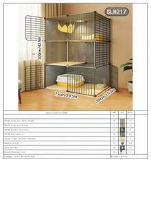 Cat Cage For Home Use, Indoor Small Space Cat Villa, Cat House, Cat Bed, Cat Litter Box All-In-One, Space-Saving - Multicolor - View 23