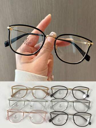 1 件女式 TR90 空心框架透明镜片眼镜，适合旅行、街头摄影、节日装扮、女友礼物