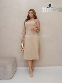 SAKURA LADY FASHION [G1-44][G2-46][G3-48] Midi-Length Tailored Dress With Adjustable Straps, Party Dress, Wedding Dress, Elegant Women's Dresses, Dress, White, Summer, Comfort And Elegance, Best Quality, Christmas Women's Clothing - 米色 - 查看 2
