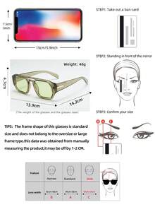 1 件男士复古双桥框架高品质轻质奢华简约时尚眼镜（适合驾驶、旅行、休闲、户外、运动、日常使用）适合夏季海滩度假、户外、旅行 - 綠框綠片 - 查看 2