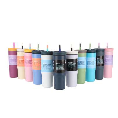 24oz Large Capacity Insulated Tumbler With Straw, Leak-Proof, Portable For Outdoor Activities, Keeps Drinks Cold/Hot, Suitable For Car And Outdoor Use