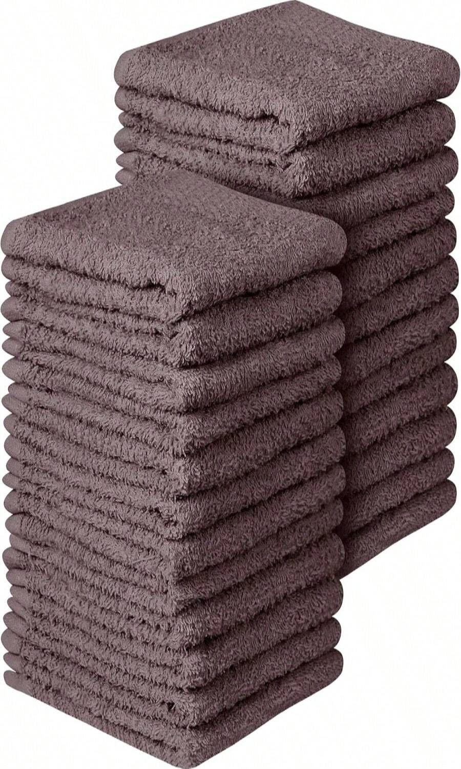 Towel And Linen Mart 100% Cotton - 24 Pack Wash Cloth Set -Grey Color Flannel Face Cloths, Highly Absorbent And Soft Feel Fingertip Towels (Grey, Pack Of 24) - ColorC - 查看 1