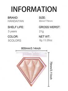 HANDAIYAN 钻石菱形高光粉，提亮肤色，修饰轮廓，哑光粉，节日礼物，化妆，派对，万圣节，圣诞节，旅行，秋冬，露营 - 粉色 - 查看 9