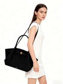 Borsa a tracolla per ragazze JW P New Hana, grande capacità, adatta per ragazze, leggera e morbida, ideale per pendolarismo, lavoro, scuola, uscite con mamma, shopping casual, appuntamenti - nero - Visualizzare 7